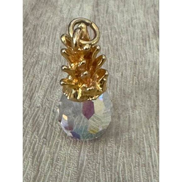 Gold Plated Crystal Pineapple Charm Pendant 1 1/4" - Picture 6 of 7